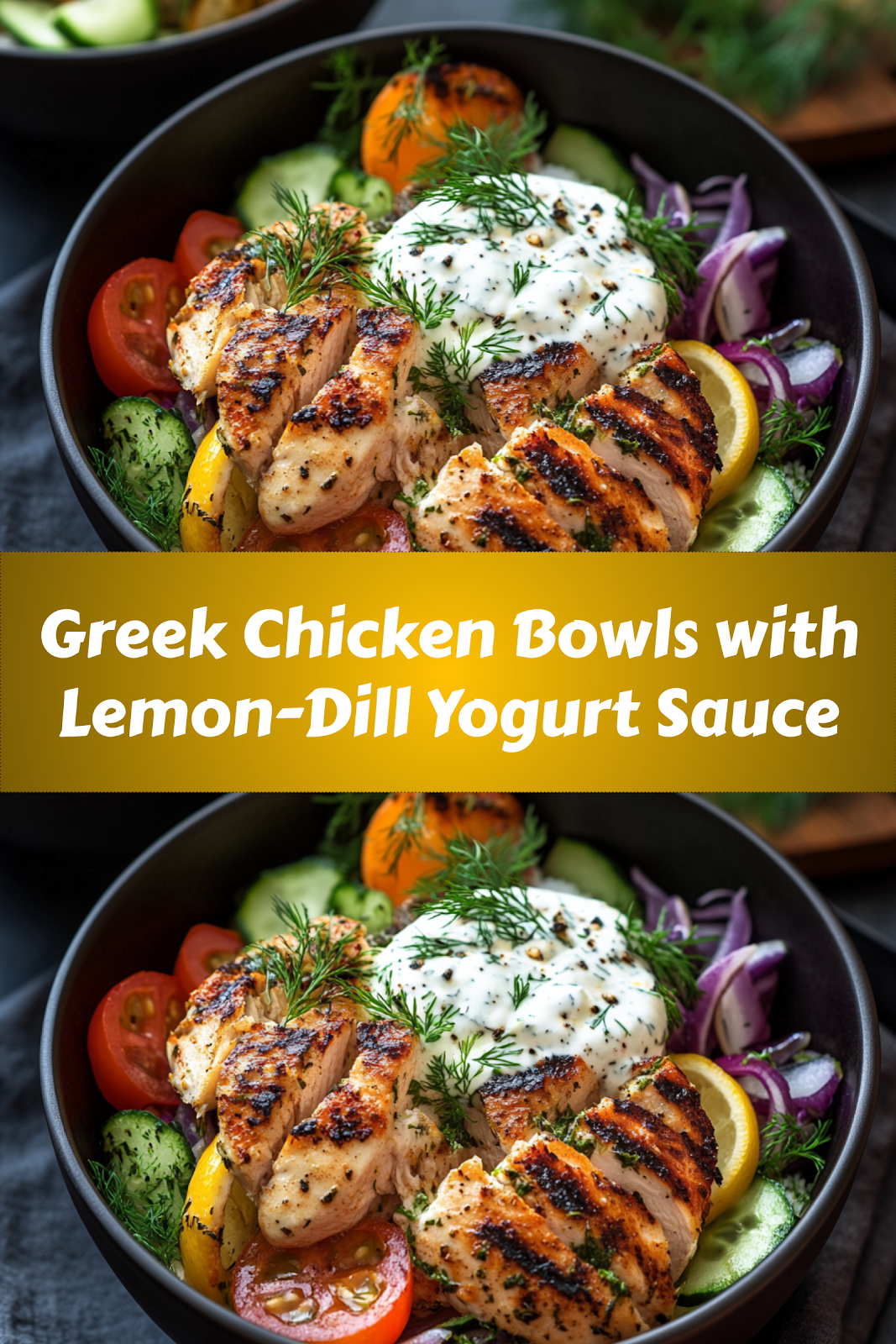 Easy and delicious homemade Greek Chicken Bowls with Lemon-Dill Yogurt Sauce recipe ready to enjoy - complete with ingredients list and step-by-step cooking instructions