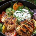 Greek Chicken Bowls with Zesty Lemon-Dill Sauce 2 Greek Chicken Bowls with Lemon-Dill Yogurt Sauce