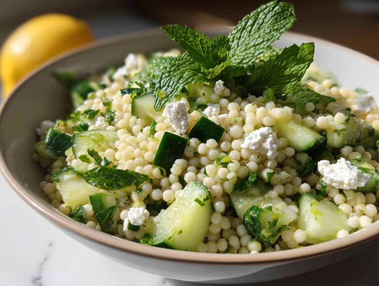 Chilled Cucumber Couscous Salad: 15 Min Refresh - Chilled Cucumber Couscous Salad - additional detail