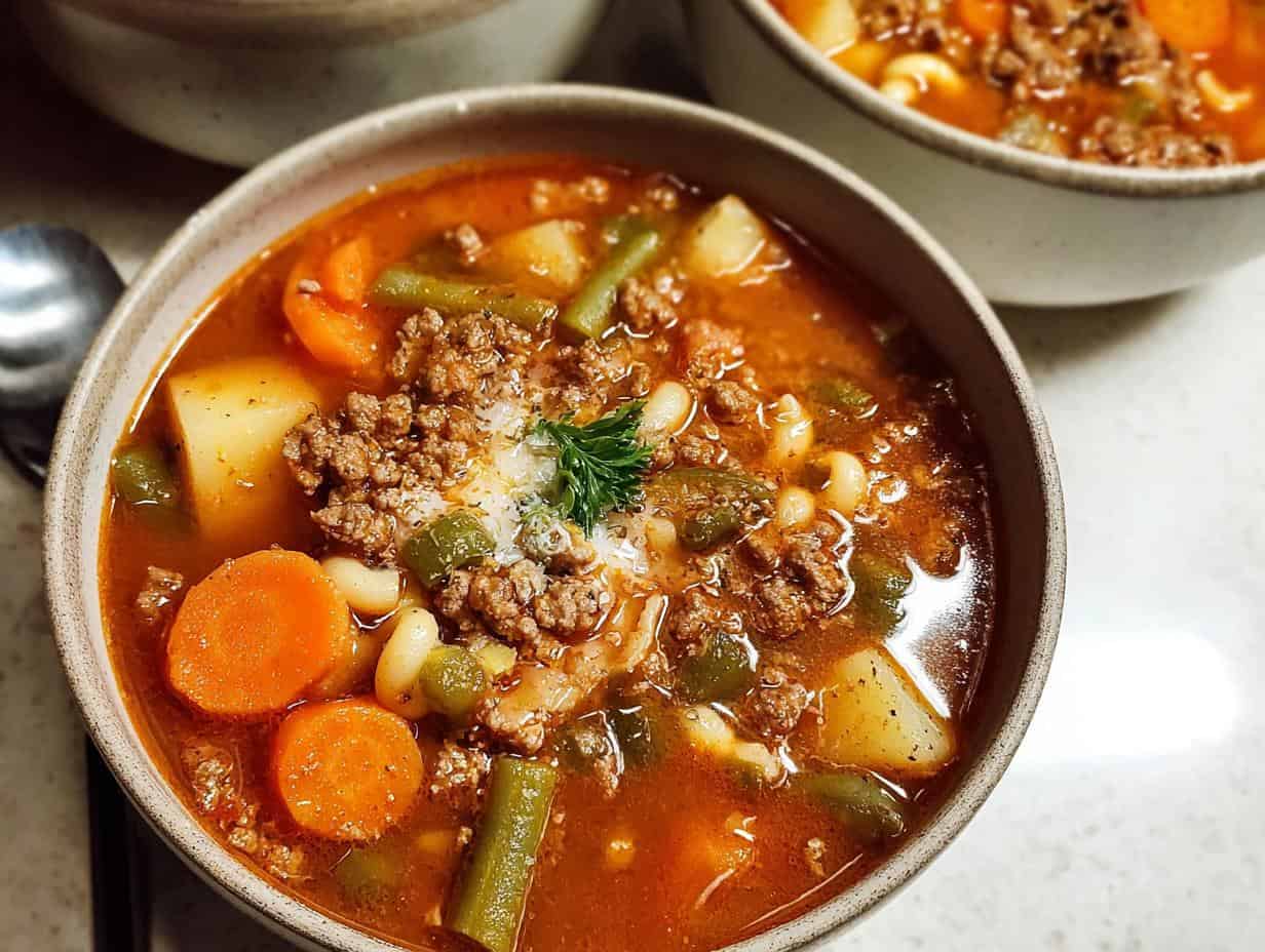 Hamburger Soup: 1 Delicious Pot Recipe - Hamburger Soup - ingredients showcase