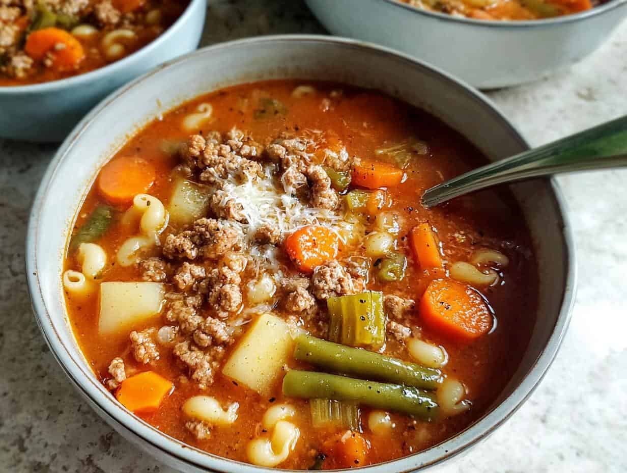 Hamburger Soup: 1 Delicious Pot Recipe - Hamburger Soup - final dish presentation