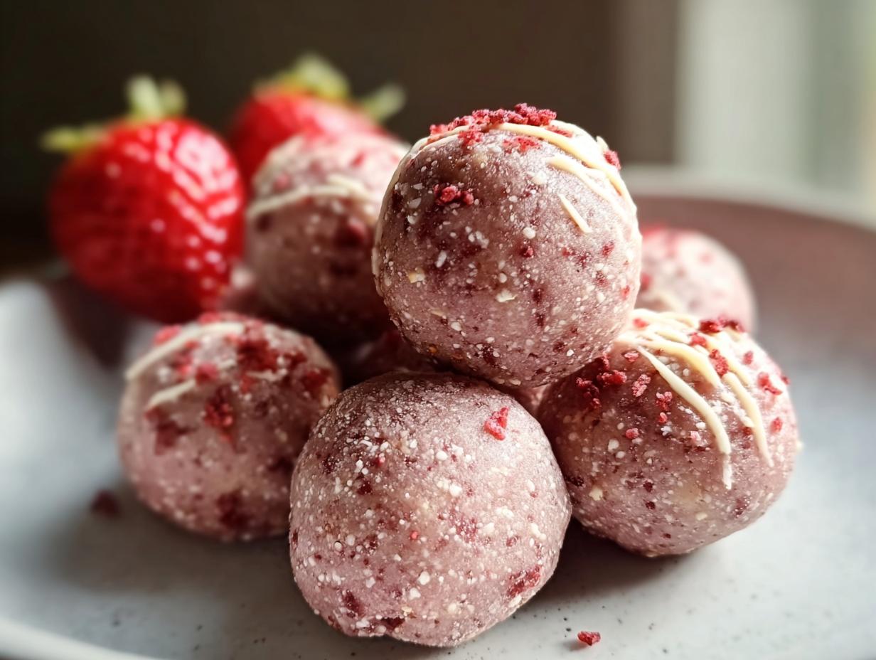 Strawberry Cheesecake Protein Balls: 1 Tasty Treat - Strawberry Cheesecake Protein Balls - additional detail
