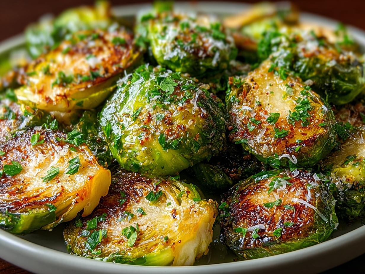 Amazing Garlic Butter Roasted Brussels – 4 Stars