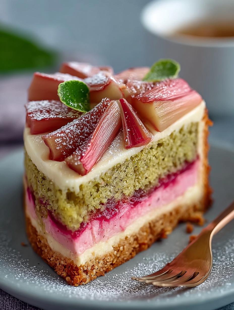 Delicious Rhubarb Marzipan Cake for Comforting Moments - Rhubarb Marzipan Cake - main visual representation